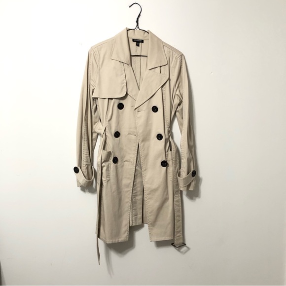 bebe Trench Coat Belted With Pockets Size Medium - Picture 8 of 10